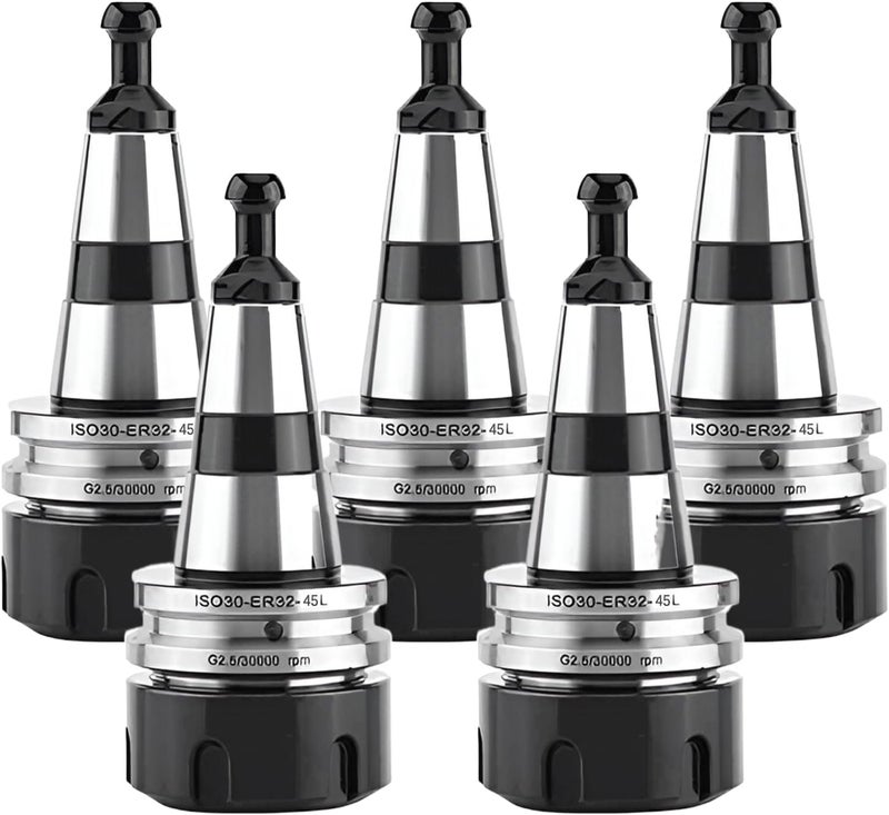 TUMAN Pro 5 قطع / مجموعة ISO30 ER32-45L كوليت توازن لآلة الخراطة G2.5 30000RPM حامل أدوات CNC من الفولاذ المقاوم للصدأ مع مسمار سحب لآلة الخراطة - Image 1